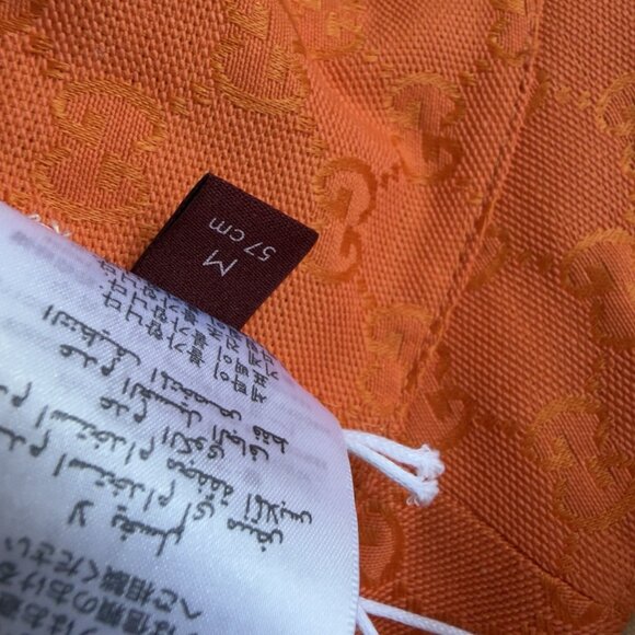 NWT GUCCI Fedora Reversible Orange Canvas-jacquard Bucket Hat Sz S Pink - Picture 4 of 12